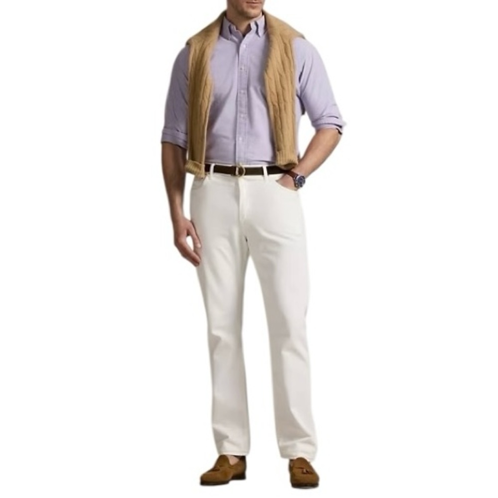 Ralph Lauren Lavender “Yarmouth” 100% Cotton Pinpoint Oxford Shirt - Picture 2 of 10